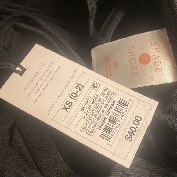 Shade & Shore Black Halter One-Piece Swimsuit Ribbed  Gold Bead Detail Size XS - Picture 7 of 7